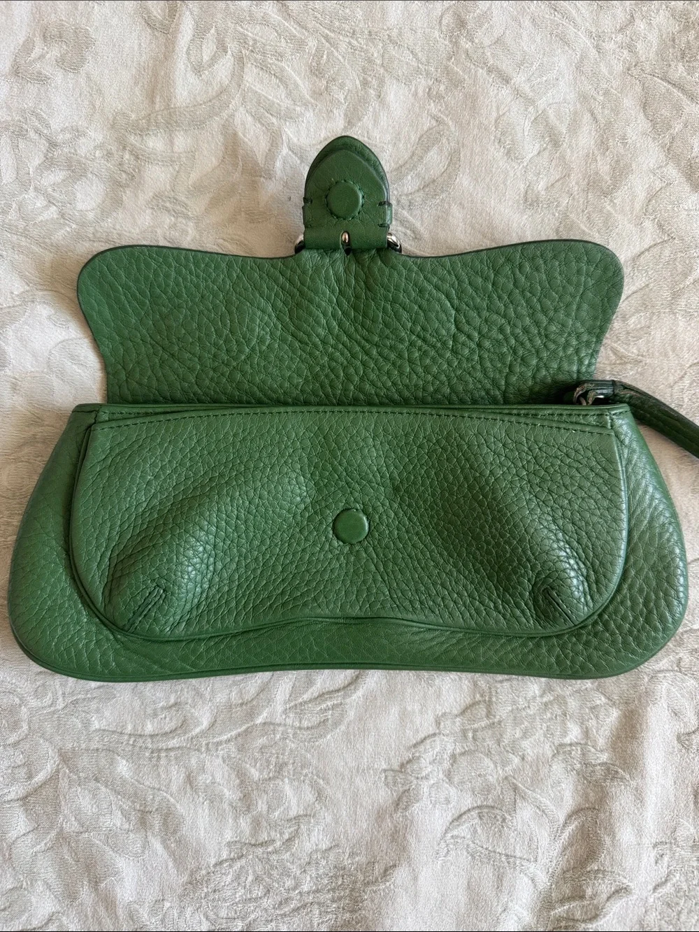 Cole Haan Green Leather Wristlet Clutch